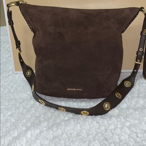 Michael Kors Brown Shoulder Bag with Gold Accents